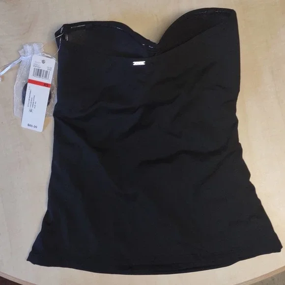 Anne Cole Twist Front Bandeau Tankini Swim Top XS Black - Picture 6 of 10